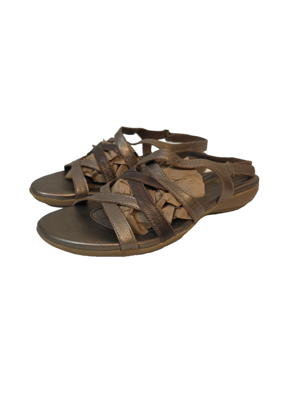 Natural Soul Cadiva Sandals Womens Bronze Metallic Leather Slingback Size 9 M